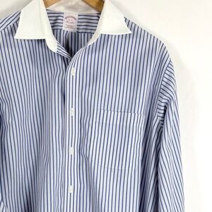 Brooks Brothers Trad. Fit Non Iron Cotton Blue Stripe Dress Shirt Mens 16 33